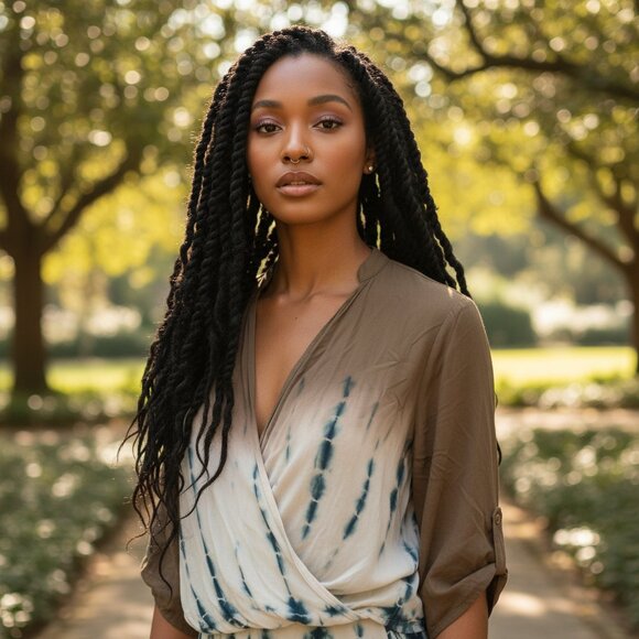 SHE + SKY Ombre Tie Dye Twist Front Blouse S Top Shirt Hi Low Boho Festival - Picture 9 of 9